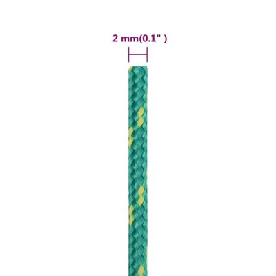 vidaXL Valties virvė, žalios spalvos, 2mm, 25m, polipropilenas