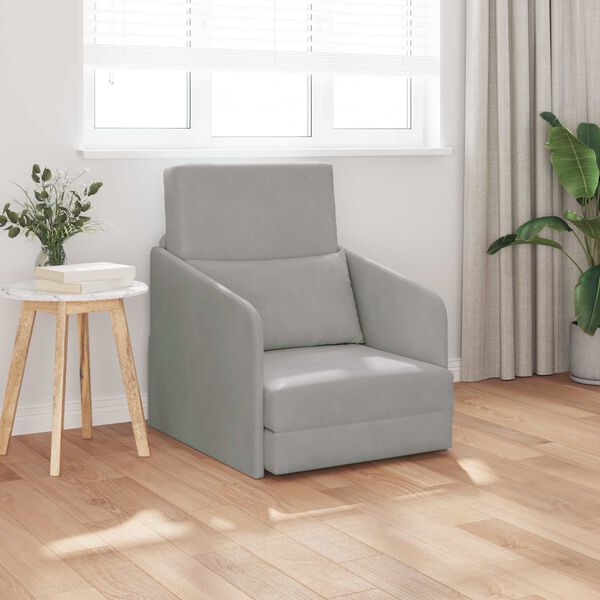 vidaXL Sofa lova &Scaron;viesiai pilka 65 x 80 x 83 cm Aksomas