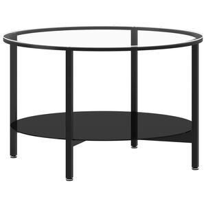 vidaXL Arbatos staliukas, juodas ir skaidrus, 70cm, grūdintas stiklas