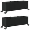 vidaXL Sodo loveliai su ratukais, 2vnt., juodi, 107x32x38cm, ratanas