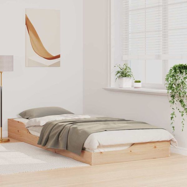 vidaXL Lovos rėmas Ruda 80 x 220 cm Kietos pušies mediena