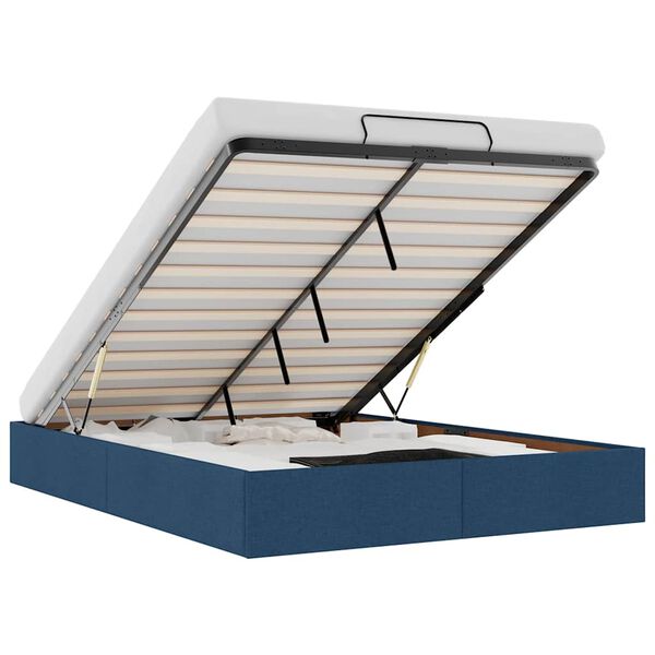 vidaXL Osmanų lovos rėmas be čiužinio, mėlynas, 140x200 cm, audinys