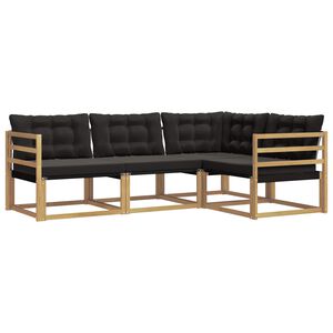 vidaXL Lauko sofos komplektas su pagalve 4 pcs Balta ir juoda
