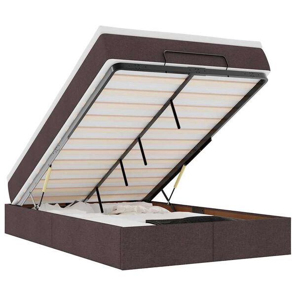 vidaXL Osmanų lovos rėmas su čiužiniu, rudas, 120x190 cm, audinys