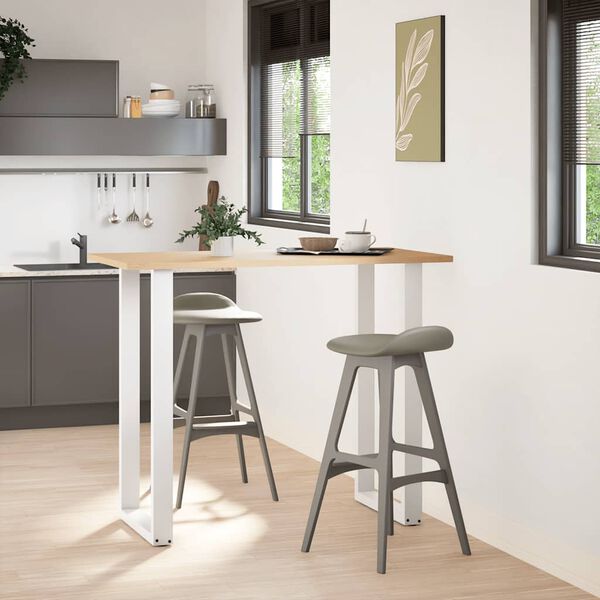 vidaXL Baro stalo kojos, U formos, 2 vnt., baltos, 60x(110-111) cm, plienas