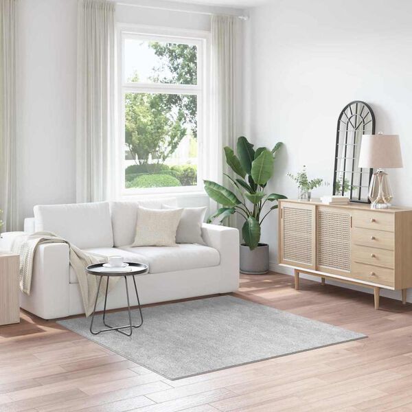 vidaXL Neslystantis plaukuotas kilimas Pilka 160 x 160 cm PP