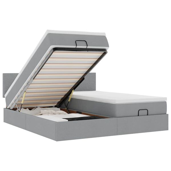 vidaXL Osmanų lovos rėmas su čiužiniais, pilkas, 180x200cm, audinys