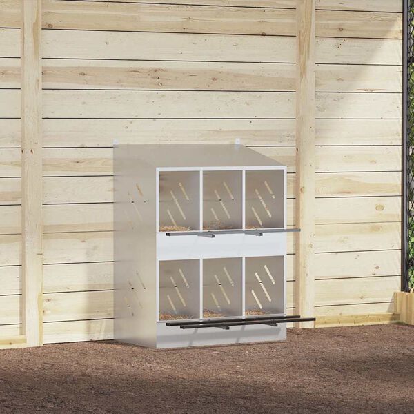 vidaXL viščiukų lizdų dėžutė su 6 skyriais cinkuoto sidabro metalo