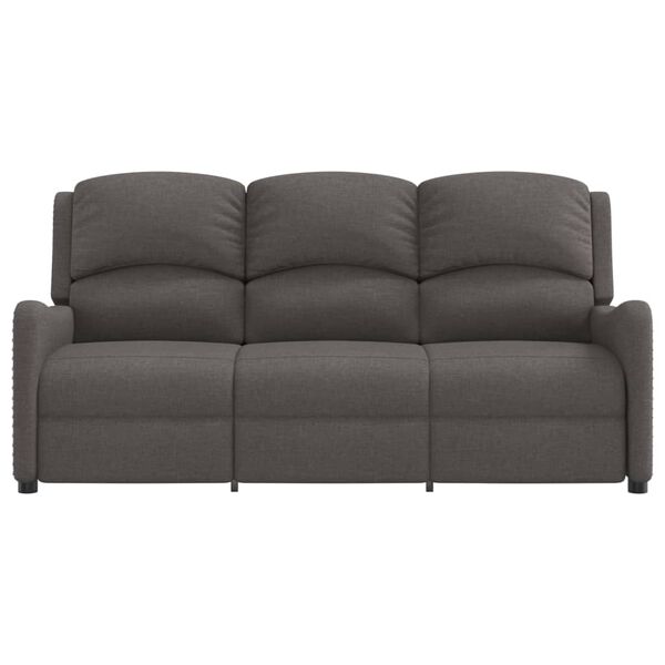 vidaXL Trivietis atlošiamas masažinis krėslas, tamsiai pilkas, audinys