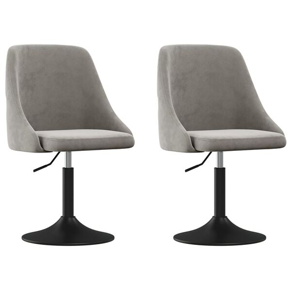 vidaXL Valgomojo kėdės, 2vnt., &scaron;viesiai pilkos spalvos, aksomas