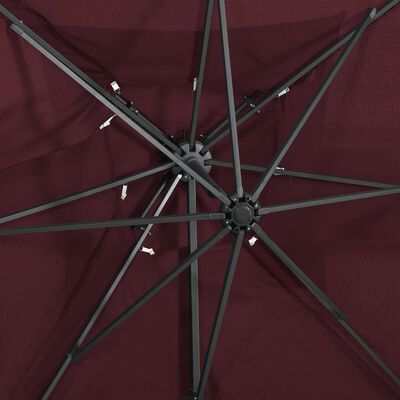 vidaXL Gembinis skėtis su dvigubu viršumi, tamsiai raudonas, 250x250cm