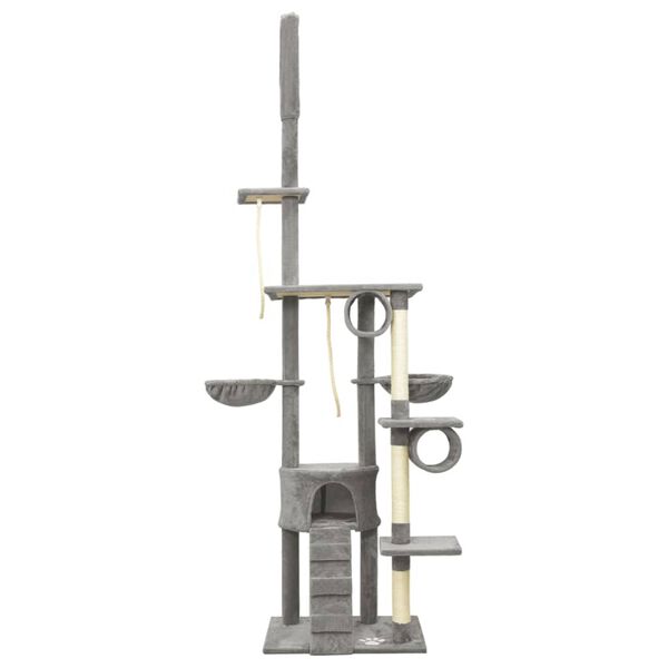 vidaXL Draskyklė katėms iki lubų, pilkos spalvos, 220-240cm