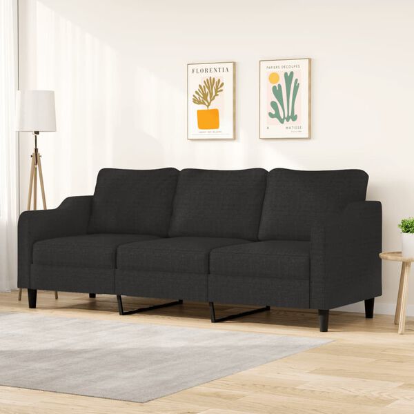 vidaXL Trivietė sofa, rudos spalvos, 210cm, audinys