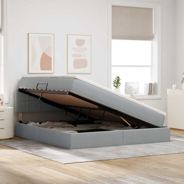 vidaXL Lova su daiktų laikymo vieta ir LED &Scaron;viesiai pilka 160 x 200 cm