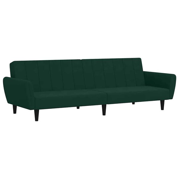 vidaXL Dvivietė sofa-lova, tamsiai žalios spalvos, aksomas
