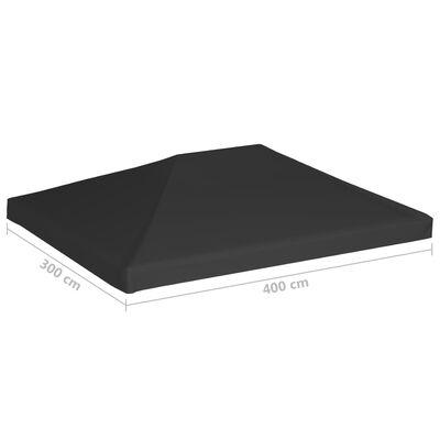 vidaXL Viršutinis pavėsinės uždangalas, juodos spalvos, 4x3m, 270 g/m²