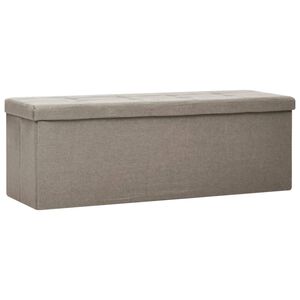 vidaXL Sulankstomas suoliukas-daiktadėžė, taupe, dirbtinis linas