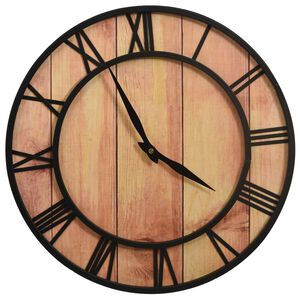 vidaXL Sieninis laikrodis, rudas ir juodas, 39cm, MDF ir geležis