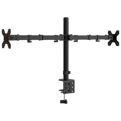 vidaXL Dvigubas monitoriaus stovas, juodas, plienas, VESA 75/100mm