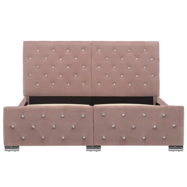 vidaXL Lovos rėmas, rožinės spalvos, 140x200cm, aksomas