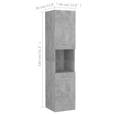 vidaXL Vonios kambario spintelė, betono pilka, 30x30x130cm, MDP