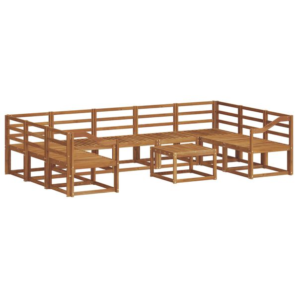 vidaXL Lauko sofos komplektas 10 pcs Natūrali Kietos akacijos mediena