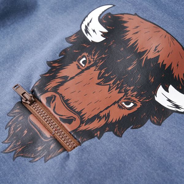 Vaiki&scaron;kas sportinis megztinis su gobtuvu, mėlynos mi&scaron;inys, 128 dydžio