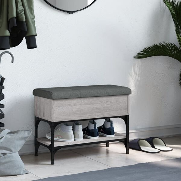 vidaXL Batų suoliukas, pilkas ąžuolo, 62x32x45cm, apdirbta mediena