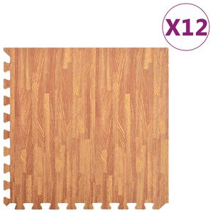 vidaXL Kilimėliai, 12vnt., EVA putos, 4,32m&sup2;, su medienos ra&scaron;tais