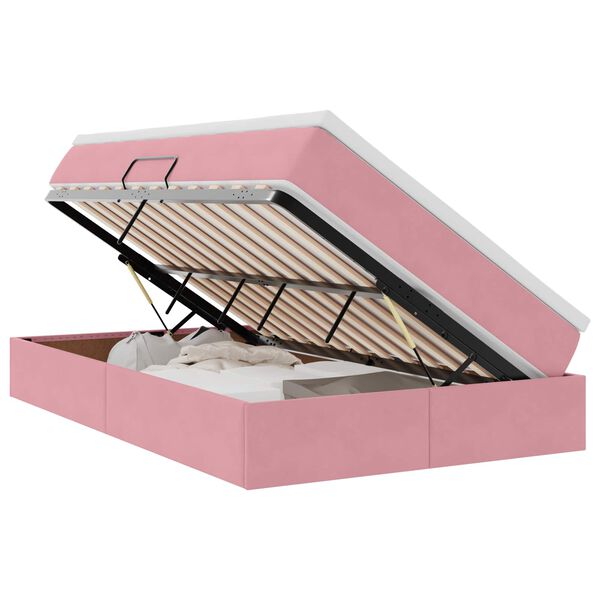 vidaXL Lova su daiktų laikymo vieta ir čiužiniu Rožinė 120 x 200 cm
