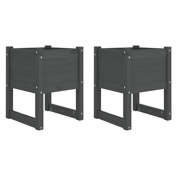 vidaXL Loveliai, 2vnt., pilki, 40x40x52,5cm, pušies medienos masyvas