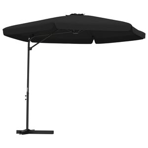 vidaXL Sodo skėtis nuo saulės su plieniniu stulpu, juodas, 300cm