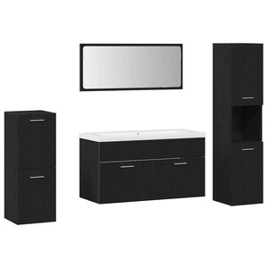 vidaXL Vonios baldų rinkinys 5 pcs Juodas ąžuolas Apdirbta mediena