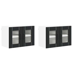 vidaXL Sieninis stiklinis kabinetas LUCCA 2 pcs Juoda 60 x 31 x 40 cm