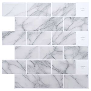 vidaXL Metro plytelė 50 vnt. Balti marmuro 30 x 30 cm