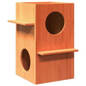 vidaXL Cat House Wax Ruda 43x43x60 cm Pu&scaron;ies masyvo
