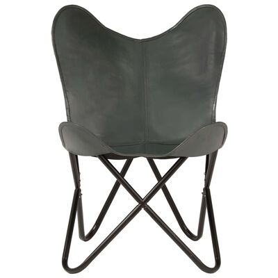 vidaXL Išskleidžiama kėdė, pilka, tikra oda