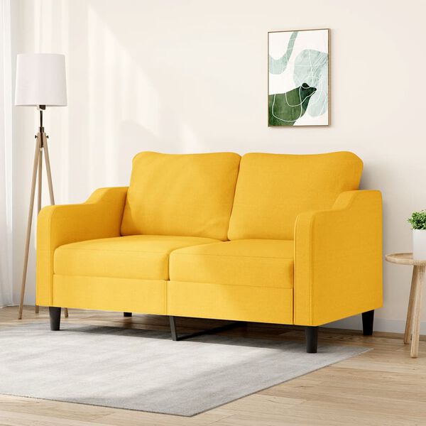 vidaXL Dvivietė sofa, &scaron;viesiai geltonos spalvos, 140cm, audinys