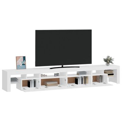 vidaXL TV spintelė su LED apšvietimu, balta, 260x36,5x40cm, blizgi