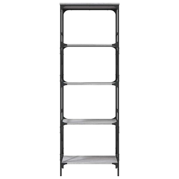 vidaXL Knygų spinta, 5 aukštų, pilka ąžuolo, 59x35x171cm, mediena