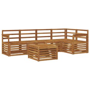 vidaXL Sekcijos sofų komplektas 6 pcs Natūrali Kietos akacijos mediena