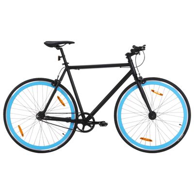 vidaXL Fiksuotos pavaros dviratis, juodas ir mėlynas, 700c, 59cm