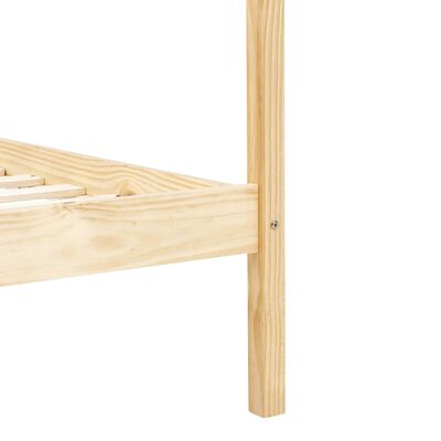 vidaXL Lovos rėmas su baldakimu, 90x200cm, pušies medienos masyvas