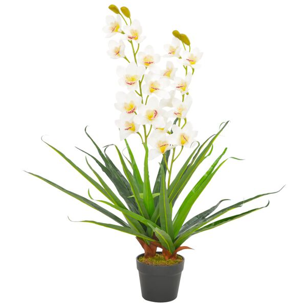 vidaXL Dirbtinė orchidėja su vazonu, balta, 90cm