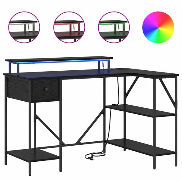 vidaXL Stalas Juodas ąžuolas 120 x 79 x 86,5 cm Apdirbta mediena
