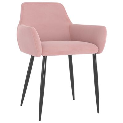 vidaXL Valgomojo kėdės, 6vnt., rožinės spalvos, aksomas