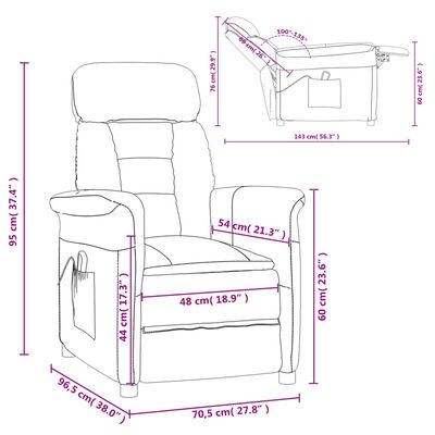vidaXL Masažinis krėslas, šviesiai pilkos spalvos, dirbtinė versta oda