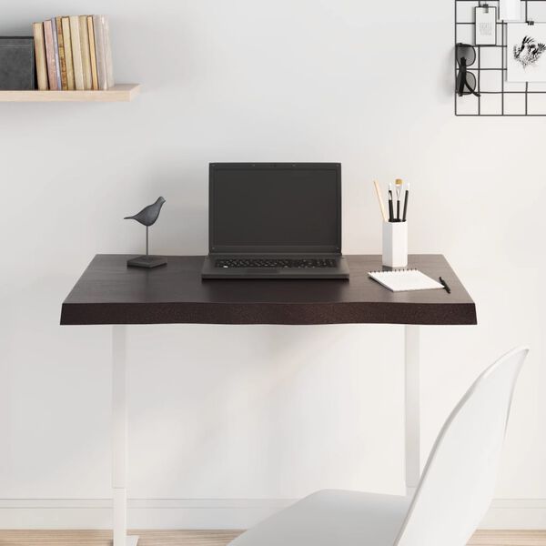 vidaXL Stalviršis, tamsiai ruda, 80x50x(2-4) cm, medienos masyvas