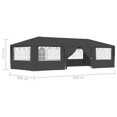 vidaXL Proginė palapinė su šoninėmis sienomis, antracito, 4x9m, 90g/m²