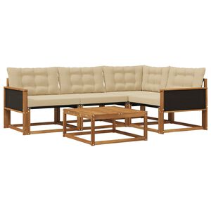 vidaXL Lauko sofos komplektas su pagalve 5 pcs Natūralus ir bežinis